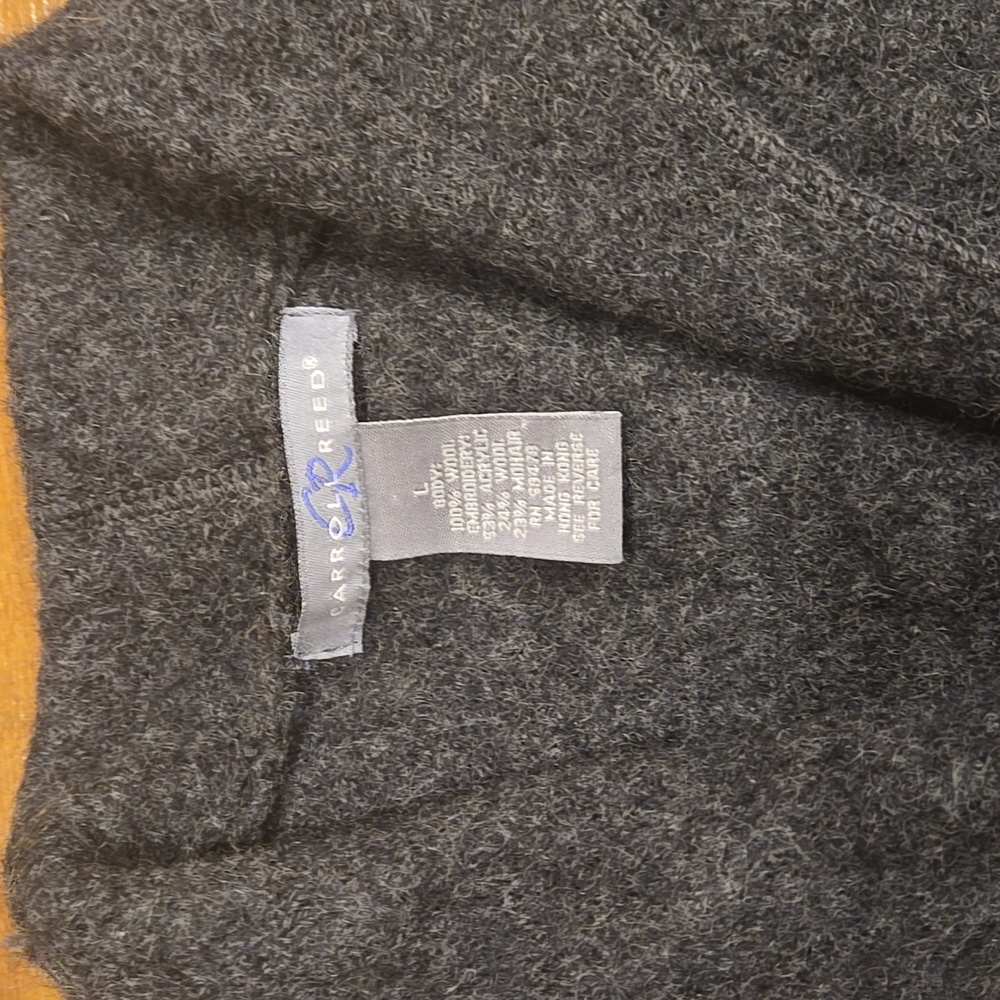 Carroll Reed Floral Button-Up Cardigan 100 Percent Wool - Picture 3 of 10